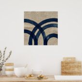 Marineblauwe Geometrische Boog Poster (Keuken)
