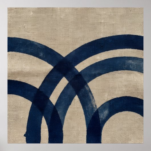 Marineblauwe Geometrische Boog Poster (Voorkant)
