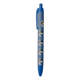 Marineblauwe Gepersonaliseerde Fotobalpen Elegante Zwarte Inkt Pen