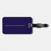 Marineblauwe gepersonaliseerde golfer naam bagagelabel (Achterkant horizontaal)