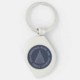 Marineblauwe gepersonaliseerde kerst metalen sleut sleutelhanger