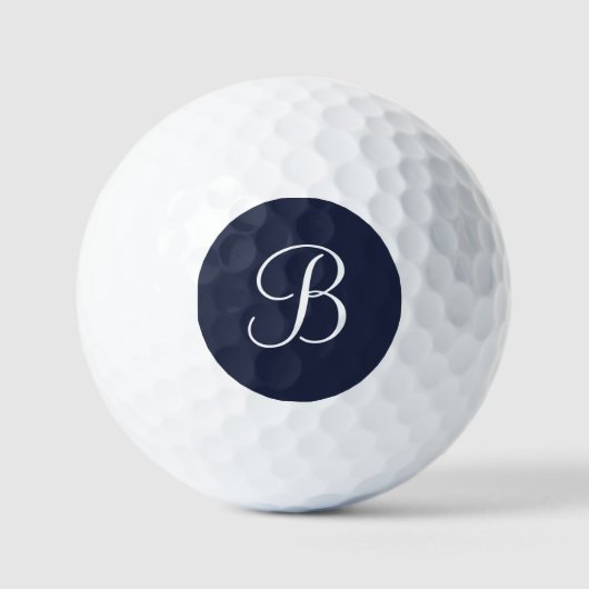 Marineblauwe gepersonaliseerde naam en monogram golfballen (Voorkant)
