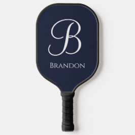 Marineblauwe gepersonaliseerde naam en monogram pickleball paddle
