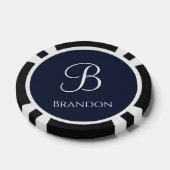 Marineblauwe gepersonaliseerde naam en monogram poker chips (Enkel)