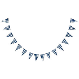 Marineblauwe geruite country bruiloft vlaggetjes