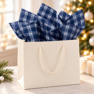Marineblauwe geruite tartan kerst tissuepapier