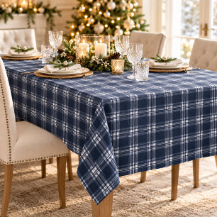Marineblauwe geruite tartan tafelkleed