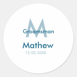 Marineblauwe getuige naam letter datum mannelijk p ronde sticker
