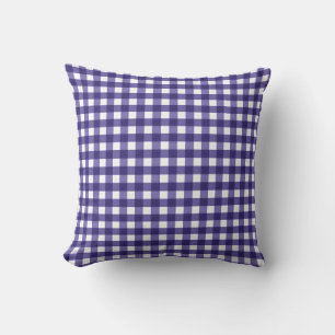 Marineblauwe gingham kussen