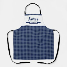 Marineblauwe Gingham Op Maat
