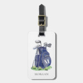 Marineblauwe Golf Monogram Bagagelabel (Voorkant verticaal)