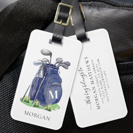 Marineblauwe Golf Monogram Bagagelabel