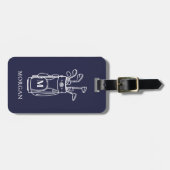 Marineblauwe Golf Monogram Bagagelabel (Voorkant horizontaal)