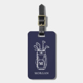 Marineblauwe Golf Monogram Bagagelabel (Voorkant verticaal)