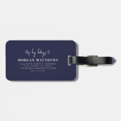 Marineblauwe Golf Monogram Bagagelabel (Achterkant horizontaal)