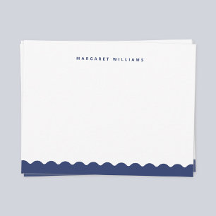 Marineblauwe Golf Rand Eenvoudig Minimalistisch Notitiekaartje