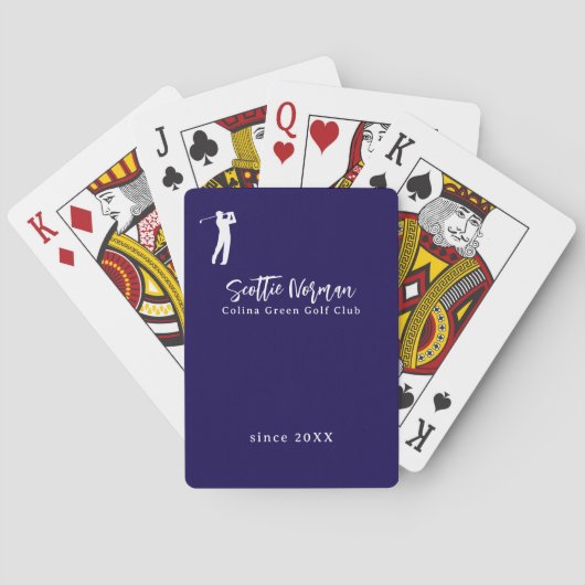 Marineblauwe Golfer Pokerkaarten (Achterkant)