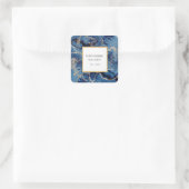 Marineblauwe golven goud marmer stylist salon vierkante sticker (Tas)