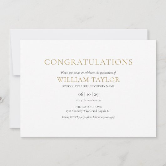 Marineblauwe Gouden 3 Foto Collage Afstudeerfeest  Kaart (Achterkant)