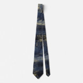 Marineblauwe & Gouden Aders Moderne Trouwdas Stropdas (Voorkant)