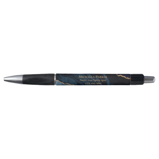 Marineblauwe gouden agaat geode professioneel bedr pen (Voorkant)