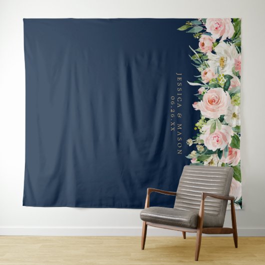 Marineblauwe gouden bruiloft achtergrond foto boot wandkleed (In Situ (horizontaal))