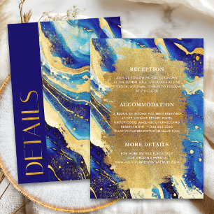 Marineblauwe gouden details kaart voor trouwuitnod