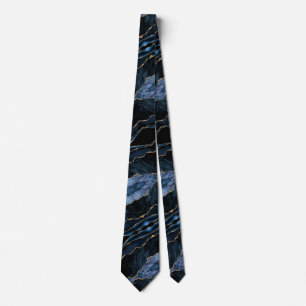 Marineblauwe gouden glittersierhalsband stropdas