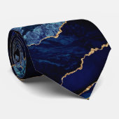 Marineblauwe gouden glittersjaal stropdas (Opgerold)