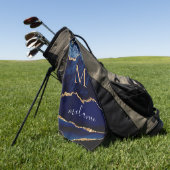 Marineblauwe gouden golfhanddoek gepersonaliseerde (Groen)