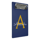 Marineblauwe Gouden Moderne Script Meisjesachtige  Mini Klembord (Schuin)