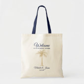 Marineblauwe Gouden Palmboom Trouw Welkom Tote Bag (Voorkant)