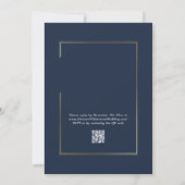 Marineblauwe Gouden Rand Minimaal Elegante Trouwda Kaart (Achterkant)
