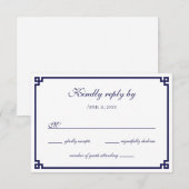 Marineblauwe Griekse hoofdgrens RSVP Kaartje (Voorkant / Achterkant)