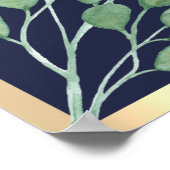 Marineblauwe groene huwelijksbegroeting poster (Hoek)