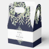 Marineblauwe groene trouw-trouhartjes bedankdoosjes (Geopend)