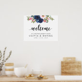 Marineblauwe groene verlovingsfeest welkomstposter poster (Keuken)