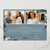 Marineblauwe groene vintage vijf foto-collage folie feestdagenkaart (Achterkant)