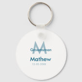 Marineblauwe groomsman naam letter datum mannelijk sleutelhanger (Achterkant)