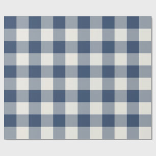 Marineblauwe grote geruite Gingham Cadeaupapier