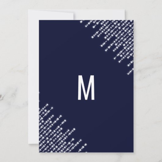 Marineblauwe hangende diamantlichten Sweet 16 Kaart (Achterkant)