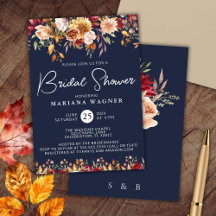 Marineblauwe herfst bloem bruiloft borrel