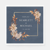 Marineblauwe herfst bruiloft servetten (Voorkant)