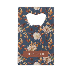 marineblauwe Herfst Creditkaart Flessenopener