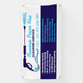 Marineblauwe hogedrukreiniging spandoek (Verticaal)