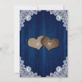 Marineblauwe Houten Kant Romantische Rustieke Chic Kaart (Achterkant)