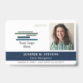 Marineblauwe ID-kaart voor werknemers met logo en  Badge (Voorzijde)