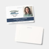 Marineblauwe ID-kaart voor werknemers met logo en  Badge (Voor- en achterkant)