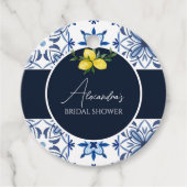 Marineblauwe Italiaanse citroen bruidsdouche bedan Bedankjes Labels (Voorkant)