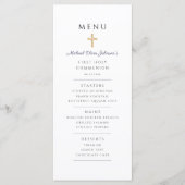 Marineblauwe jongen eerste communie menu (Voorkant)